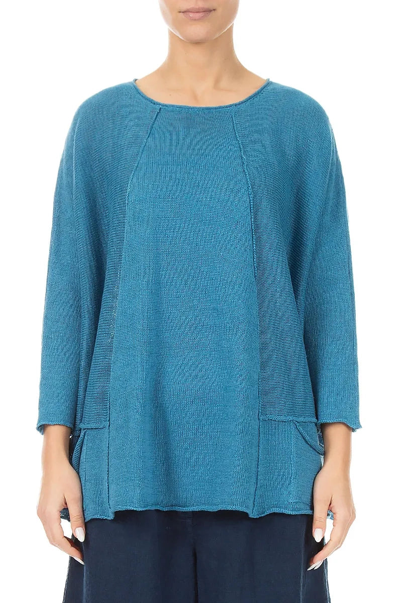 A-Line Two Pockets Denim Linen Jumper 1