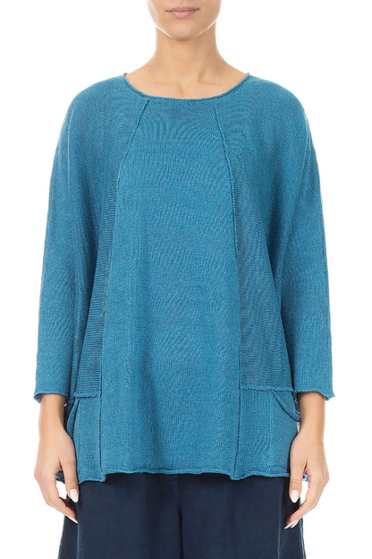 A-Line Two Pockets Denim Linen Jumper 1