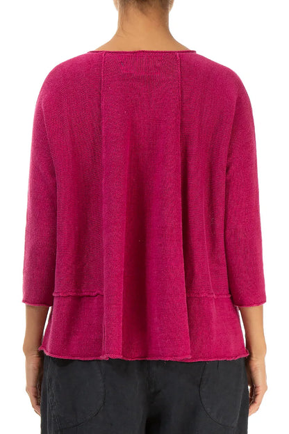 A-Linien-Leinenpullover mit zwei Taschen in Fuchsia
