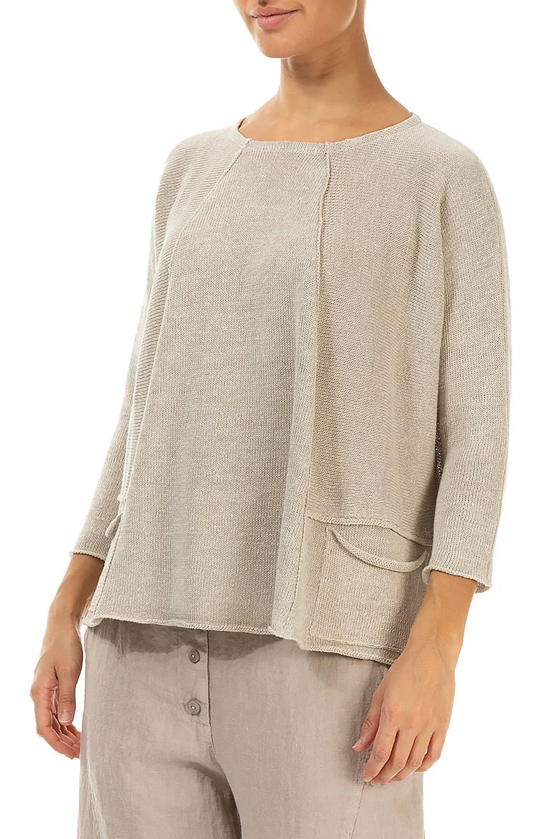A-Line Two Pockets Natural Linen Jumper 3