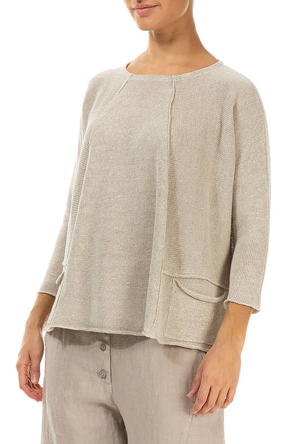 A-Line Two Pockets Natural Linen Jumper 3