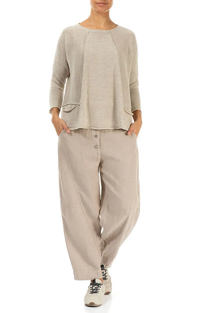 A-Line Two Pockets Natural Linen Jumper 4