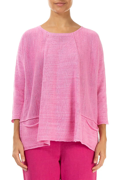 A-Line Two Pockets Taffy Pink Linen Jumper 1