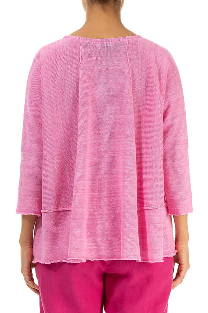 A-Line Two Pockets Taffy Pink Linen Jumper 2