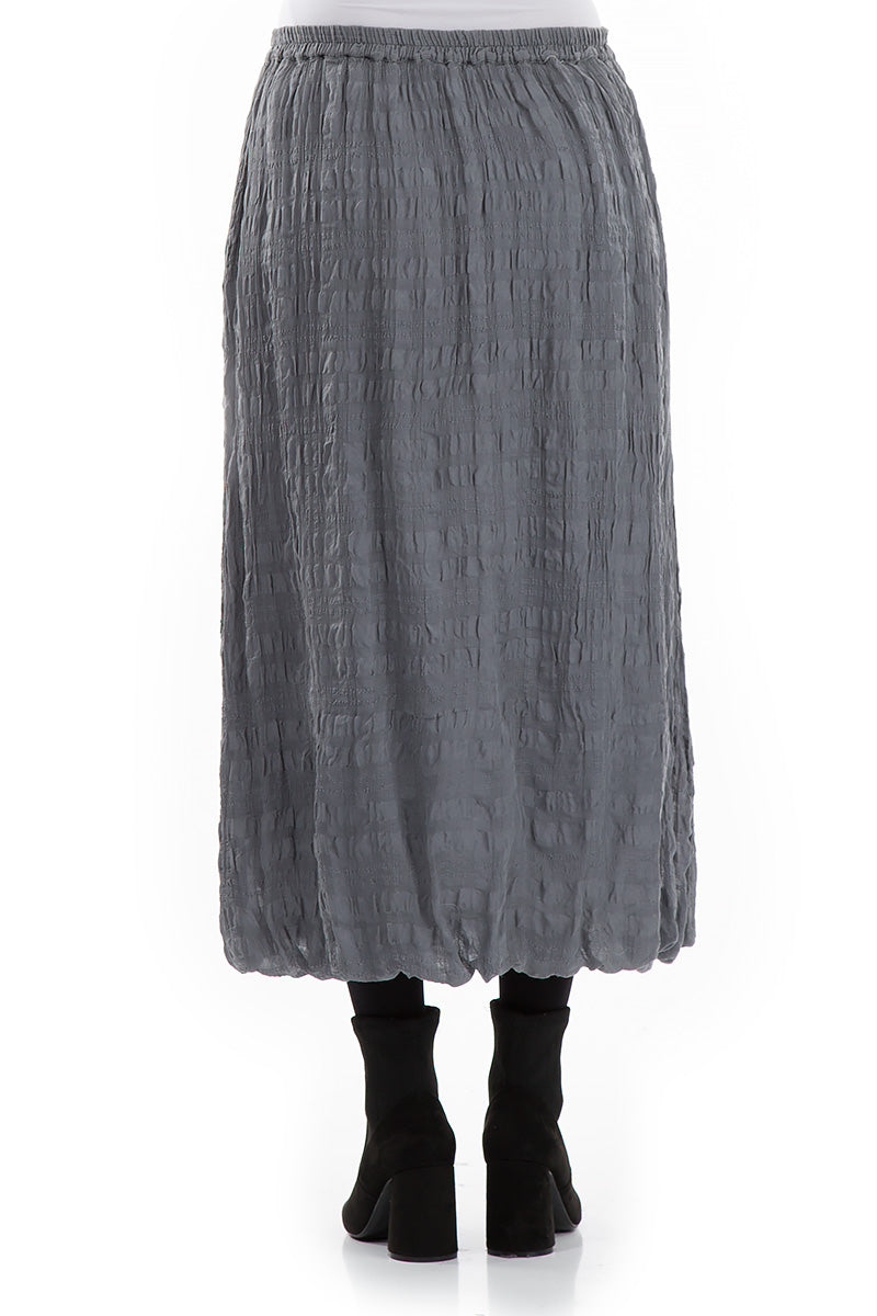 A-line Grey Textured Silk Skirt