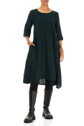 A-line Peacock Mélange Linen Dress 4