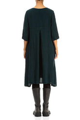 A-line Peacock Mélange Linen Dress 2