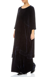 A-line Royal Blue Silk Velvet Dress 5