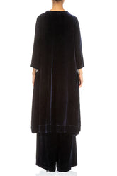 A-line Royal Blue Silk Velvet Dress 3