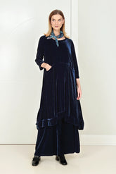 A-line Royal Blue Silk Velvet Dress 1