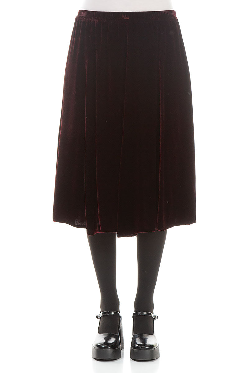 A-line Wine Silk Velvet Skirt