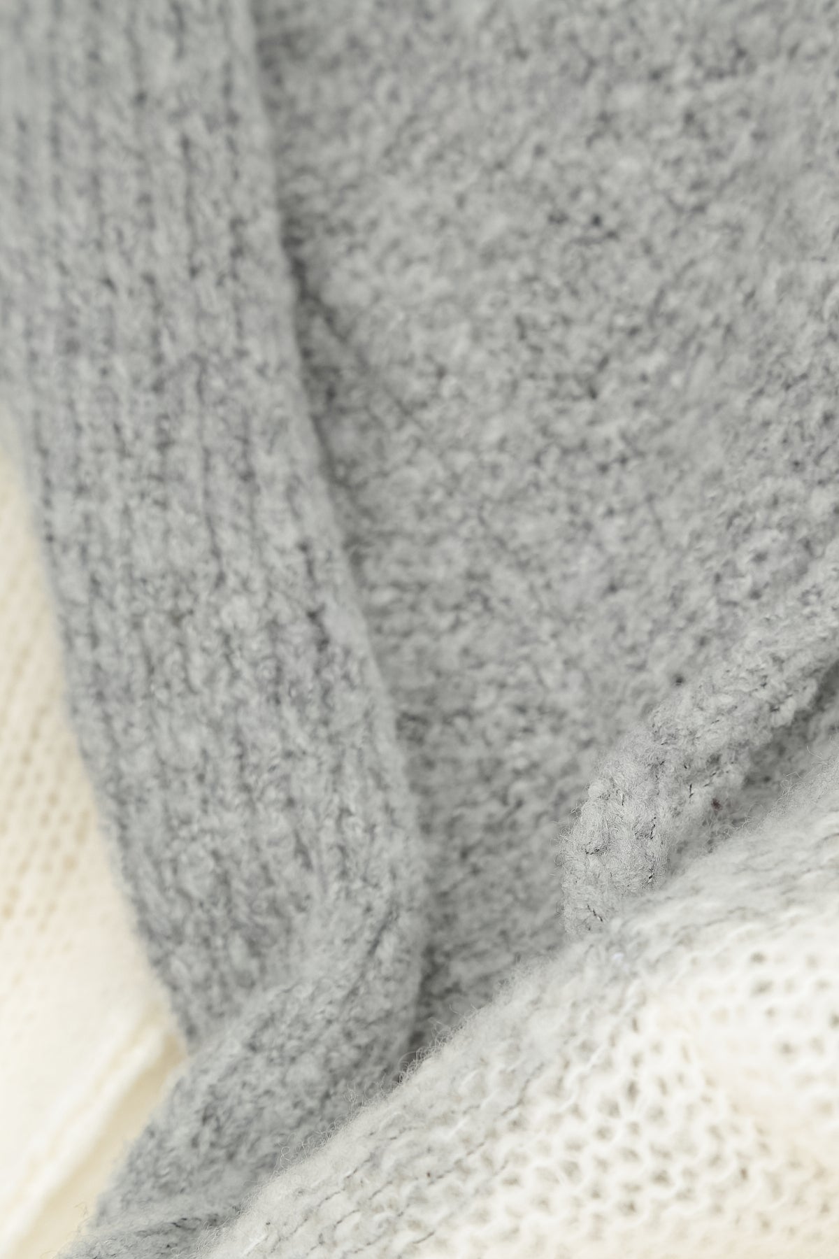 Two-Tone Light Grey Wool Cardigan