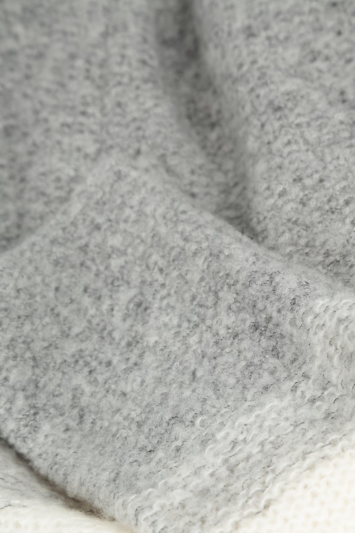 Two-Tone Light Grey Wool Cardigan