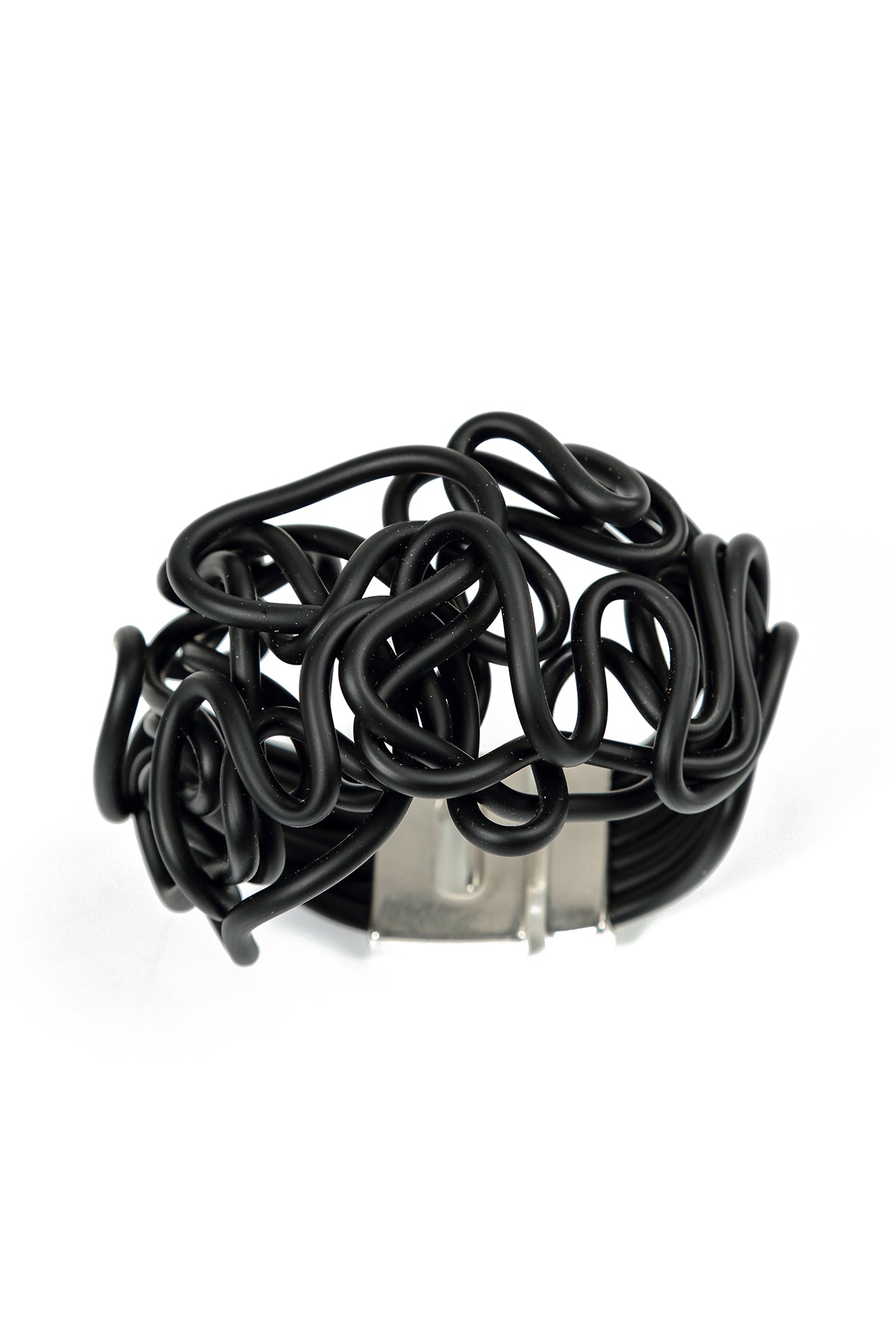 Abstract Bend Black Rubber Bracelet