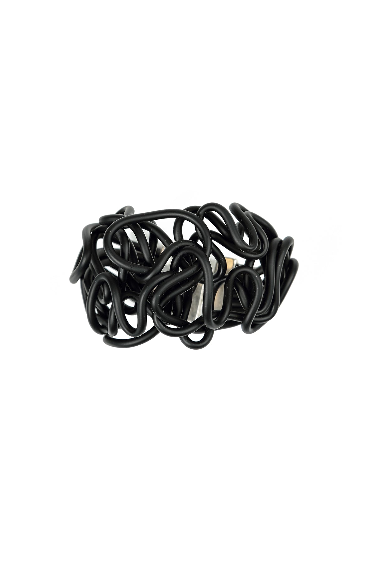 Abstract Bend Black Rubber Bracelet