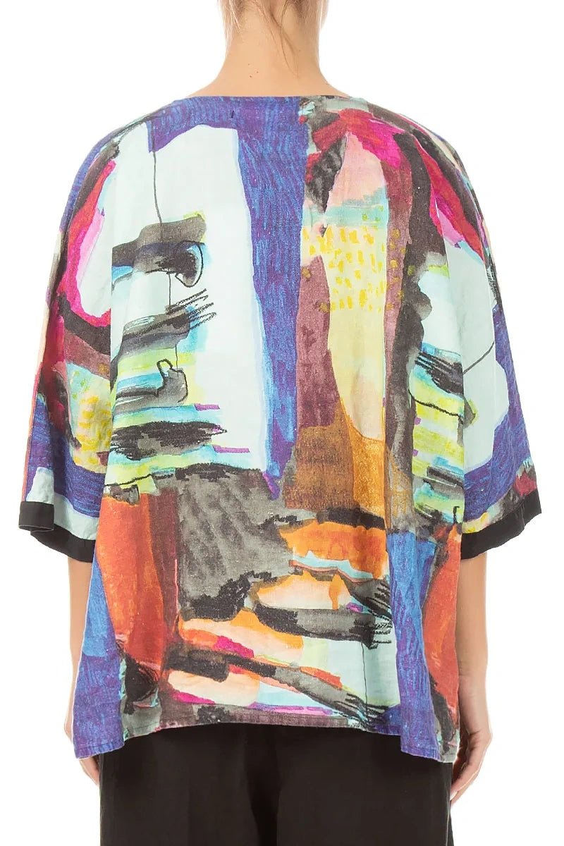 Abstract Centre Placket Linen Jacket