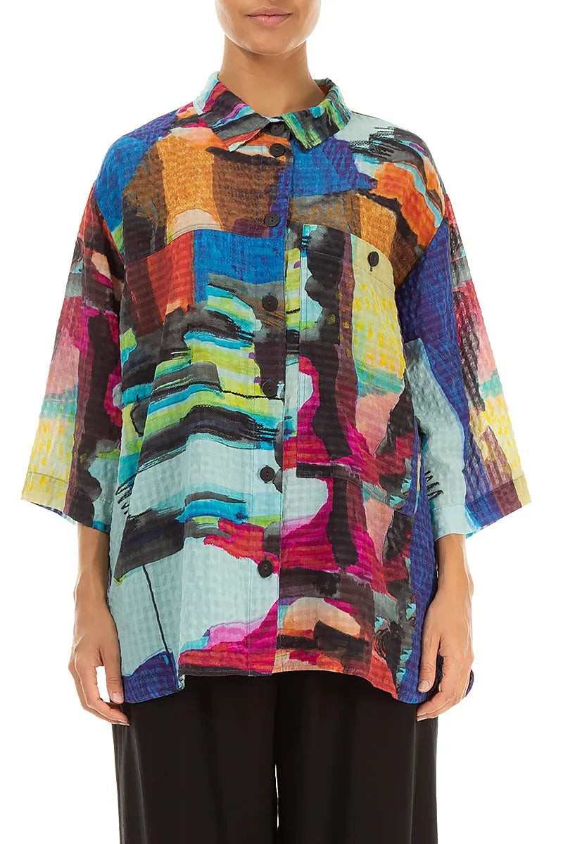 Abstract Textured Silk Shirt