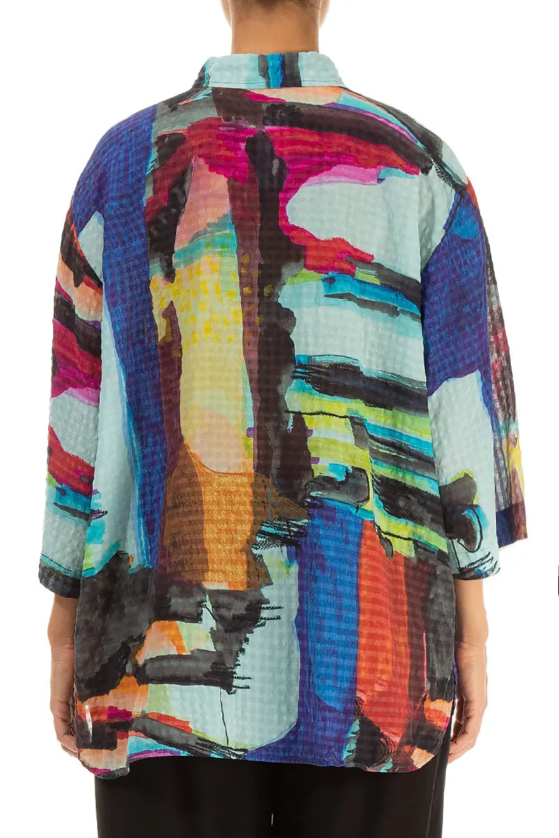 Abstract Textured Silk Shirt