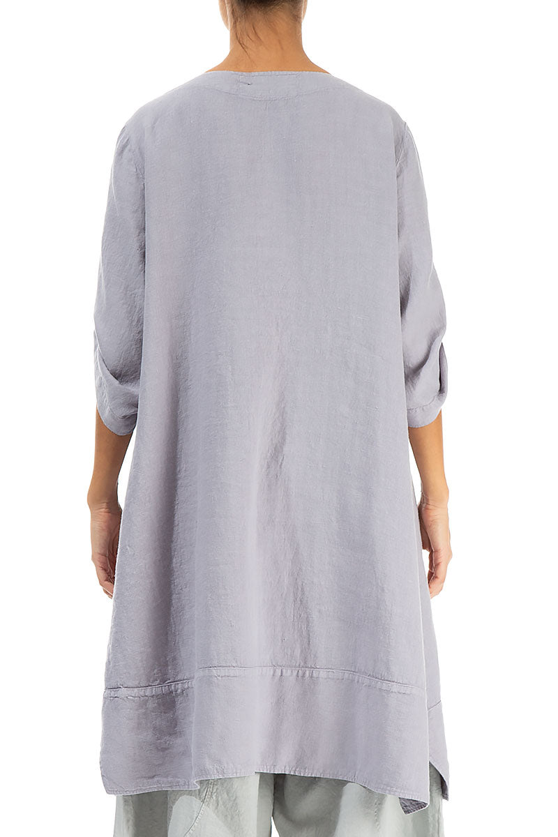 Adjustable Sleeves Lilac Grey Linen Tunic