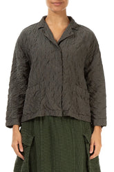 Aged Brown Pleated Silk Bamboo Jacket 1