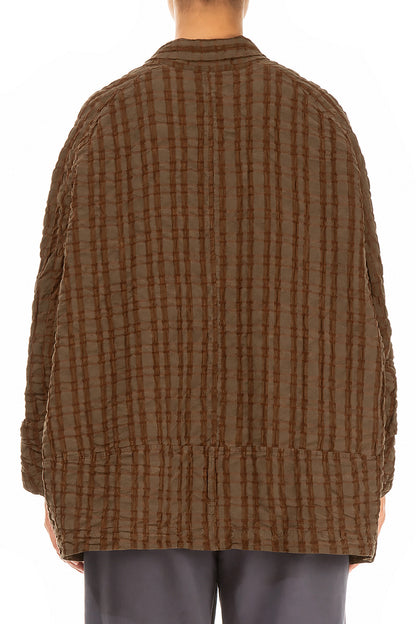 Aged Copper Checkered Linen Cotton Jacket 2