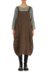Aged Copper Checkered Linen Cotton Pinafore Dress 1