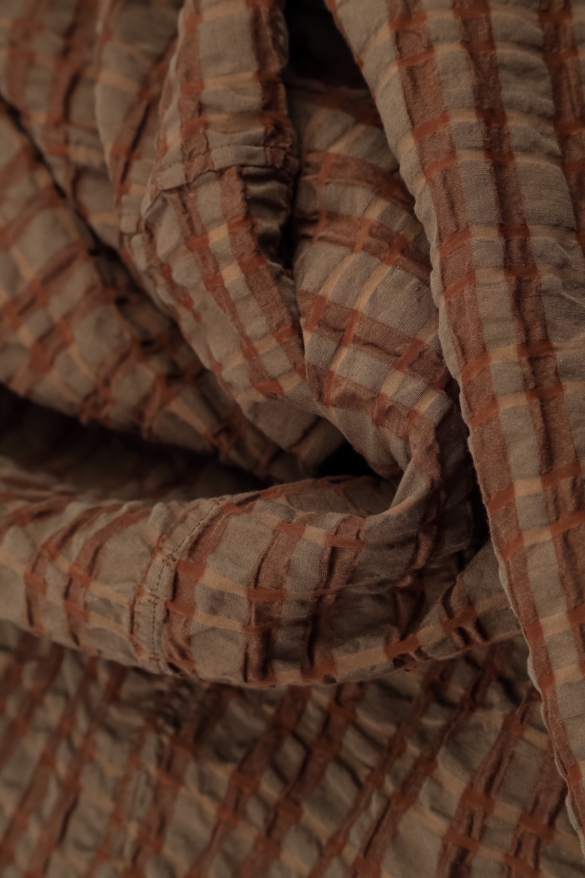 Aged Copper Checkered Linen Cotton Pinafore Dress 5