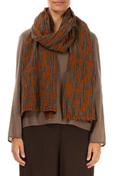 Aged Copper Circle Silk Linen Scarf 1