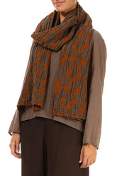 Aged Copper Circle Silk Linen Scarf 3