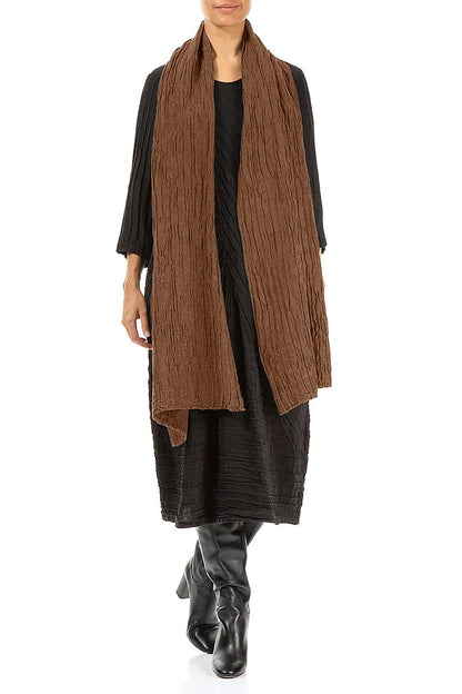 Aged Copper Crinkled Silk Linen Scarf 2