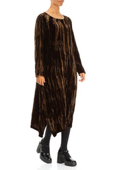 Aged Copper Crumpled Silk Velvet Dress 3