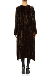 Aged Copper Crumpled Silk Velvet Dress 2
