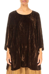 Aged Copper Crumpled Silk Velvet Tunic 1