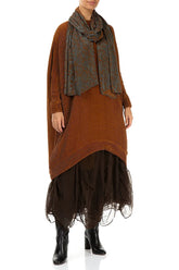 Aged Copper Devoré Feather Silk Scarf 2