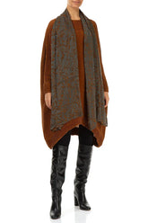 Aged Copper Devoré Feather Silk Scarf 3