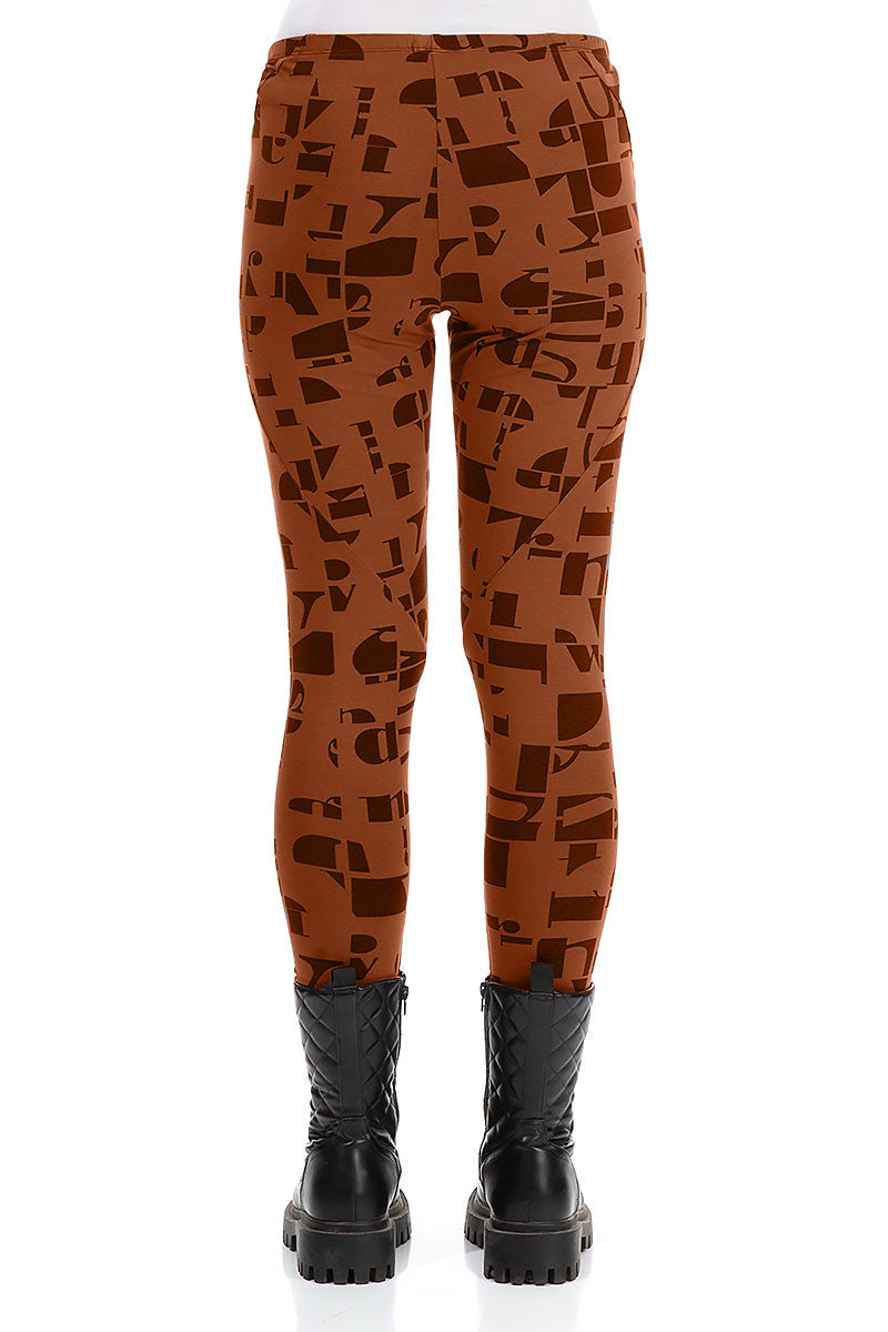 Aged Copper Letters Cotton Leggings 2
