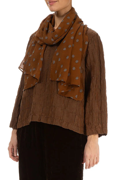 Aged Copper Light Dotty Silk Scarf 3