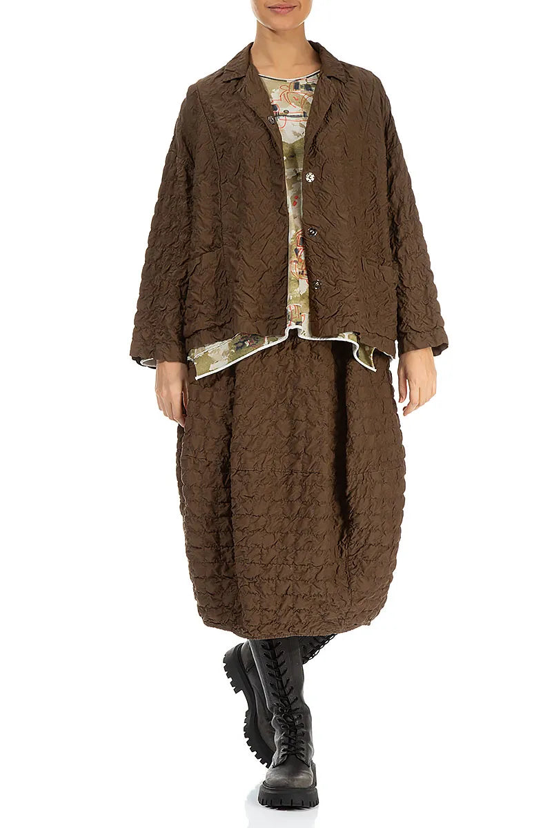 Aged Copper Pleated Silk Bamboo Jacket 4