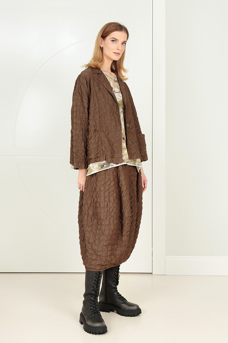 Aged Copper Pleated Silk Bamboo Jacket 6