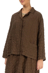 Aged Copper Pleated Silk Bamboo Jacket 3