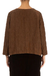 Aged Copper Pleated Silk Linen Blouse 2