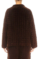 Aged Copper Pleated Silk Velvet Jacket 3