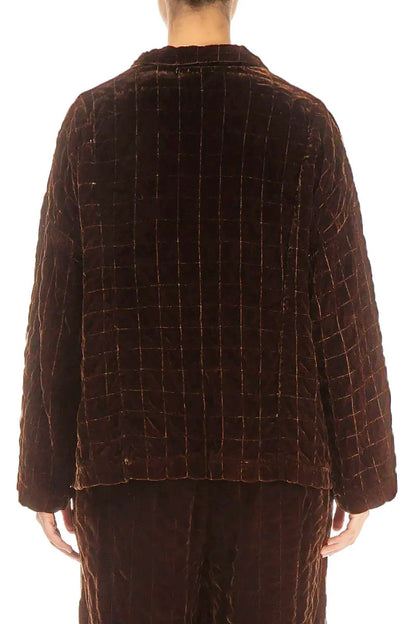Aged Copper Pleated Silk Velvet Jacket 3