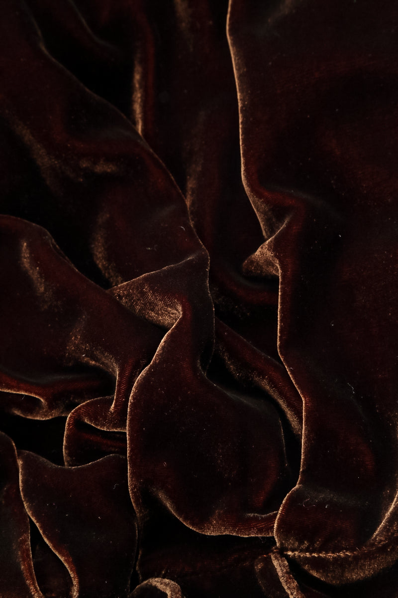 Aged Copper Pleated Silk Velvet Trousers 5