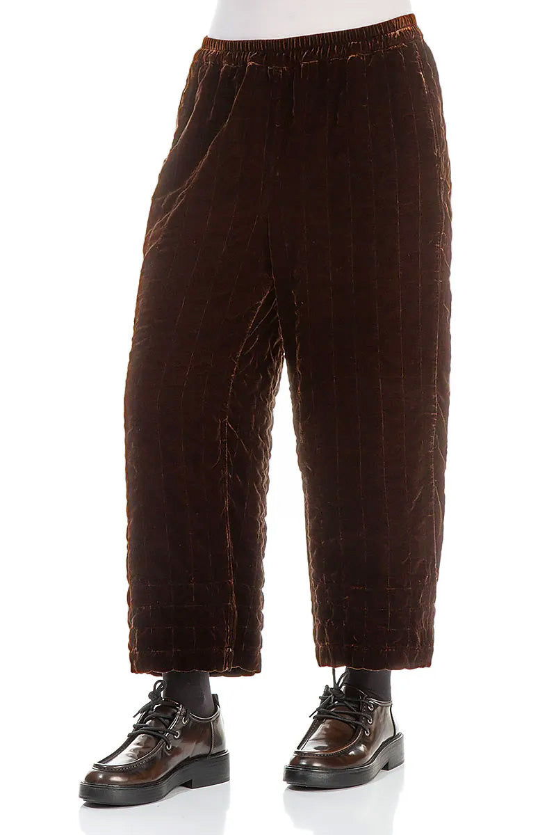 Aged Copper Pleated Silk Velvet Trousers 3