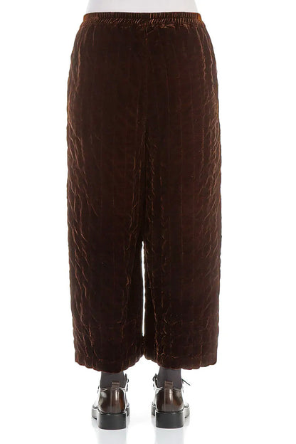 Aged Copper Pleated Silk Velvet Trousers 2