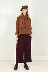 Aged Copper Pleated Silk Velvet Trousers 6