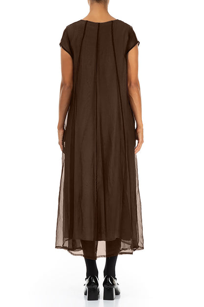 Aged Copper Silk Chiffon Dress 2