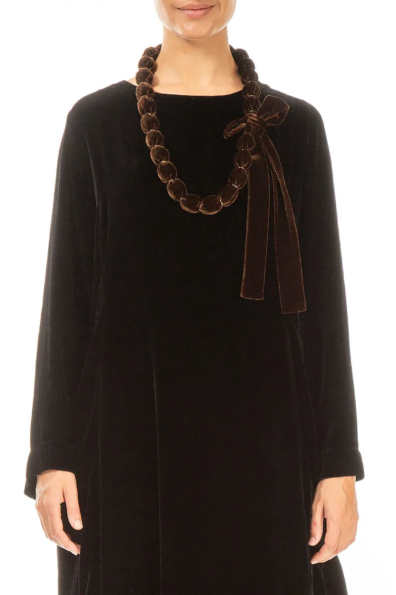 Aged Copper Silk Velvet Bead Necklace 1