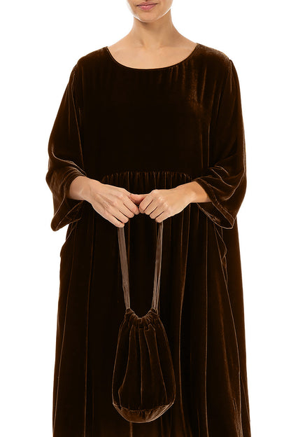 Abendhandtasche aus gealtertem Kupferseidensamt